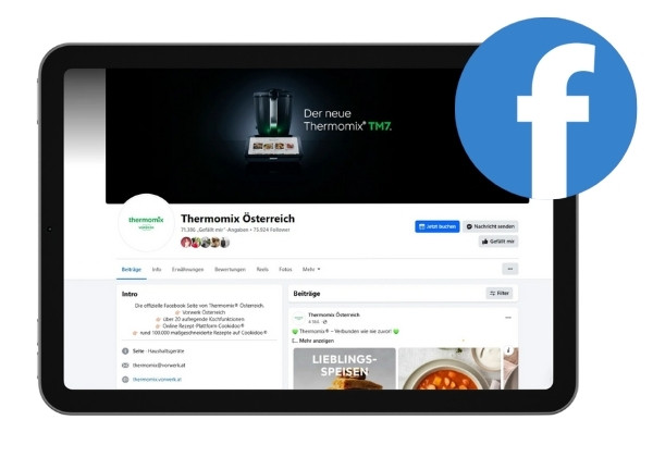 Thermomix® Facebook-Seite auf einem Tablet