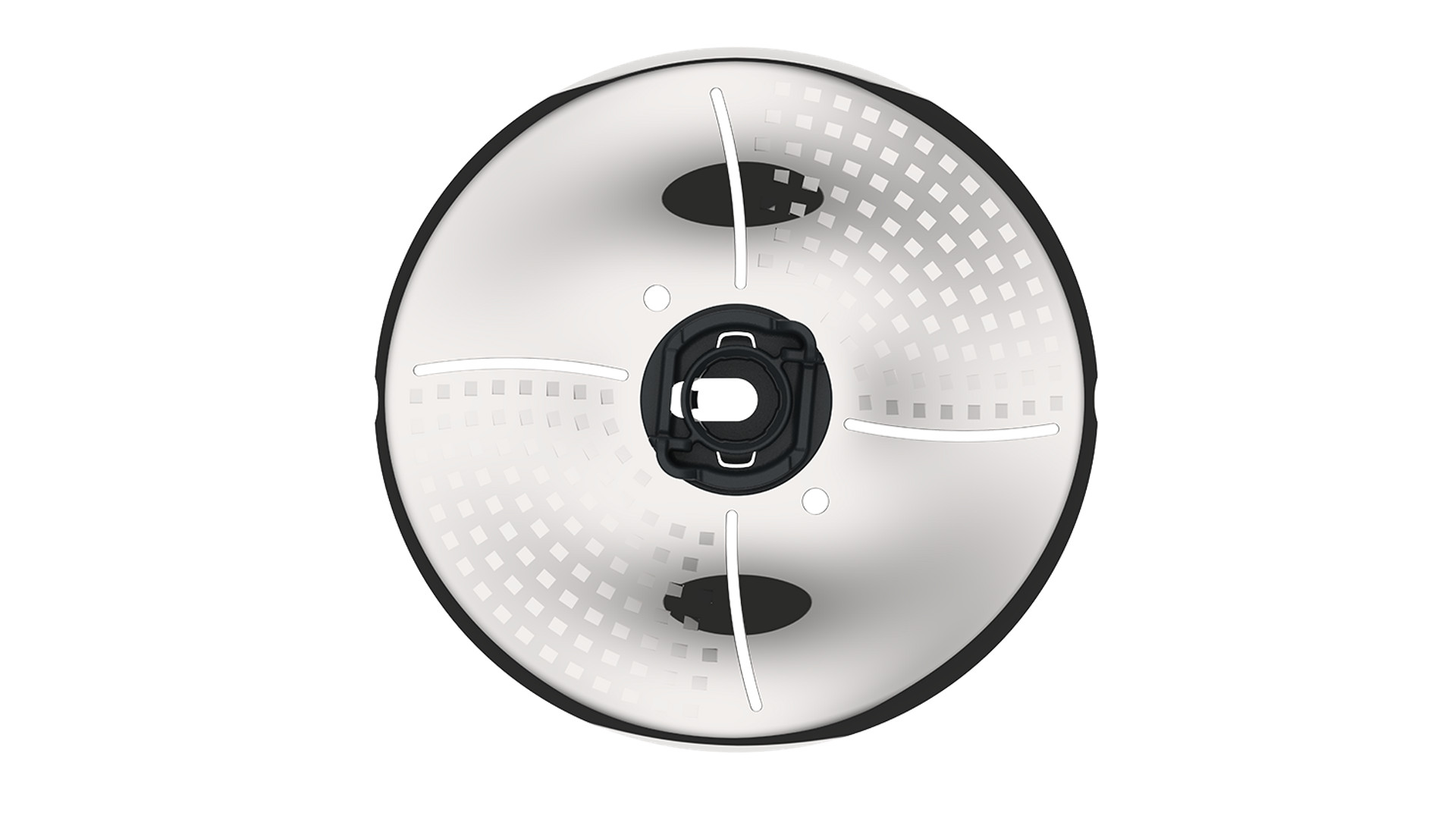 Vista superior del disco Accesorio Cortador+ de Thermomix® con orificios para rallar y cortar alimentos.