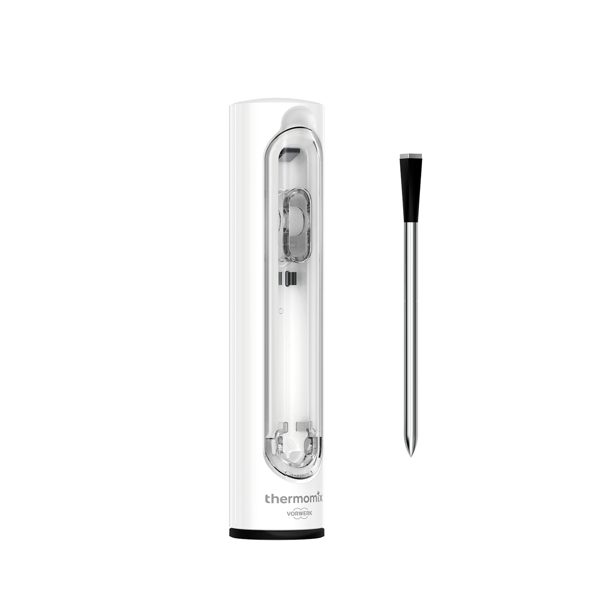 Termomix® Sensor y sonda de acero inoxidable en posición vertical para medir temperaturas con precisión.