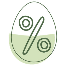 Illustriertes Osterei mit Prozentzeichen in der Mitte