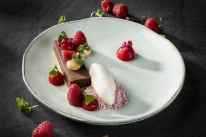 Schokoladetarte mit Himbeer und Ginger