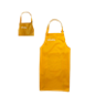 Avental amarelo com logótipo bimby e bolso frontal em fundo branco com vista circular ampliada