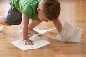 cleaning floor child