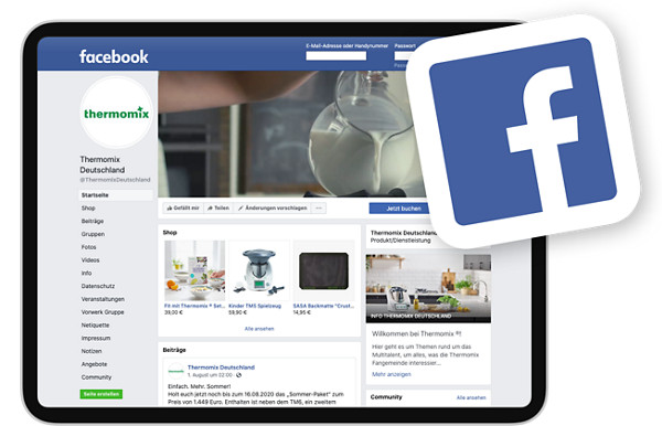 Thermomix® Facebook-Seite auf einem Tablet