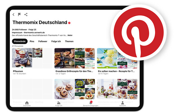 Thermomix® Pinterest-Seite auf einem Tablet