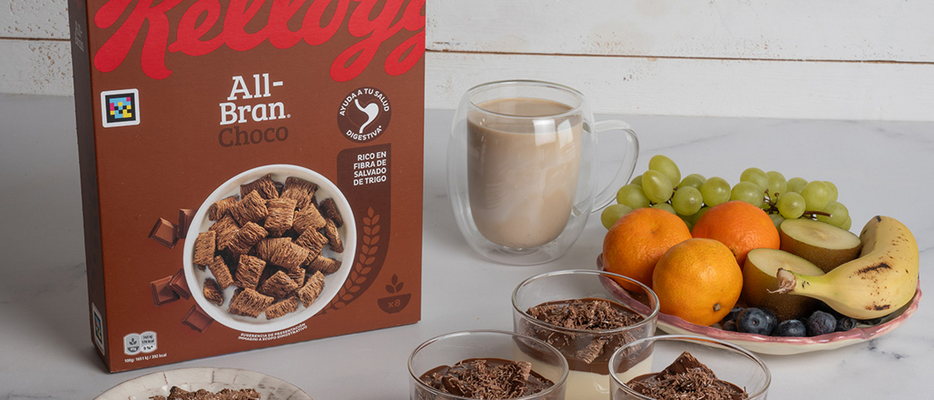 Vasitos de mascarpone con all bran chocolate de Kelloggs