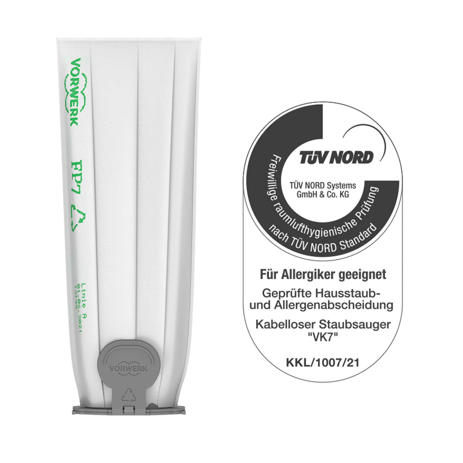 Kobold Filtertüte mit TÜV Nord Siegel