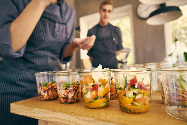 batch cooking dans des bocaux en verre