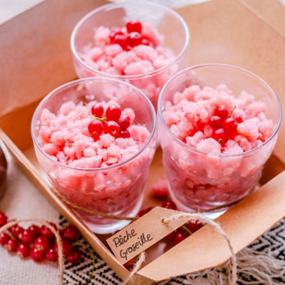 Recette granité pêche et groseille au Thermomix