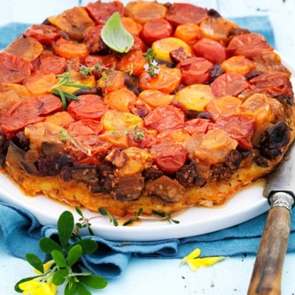 Tatin de tomates cerise au chorizo