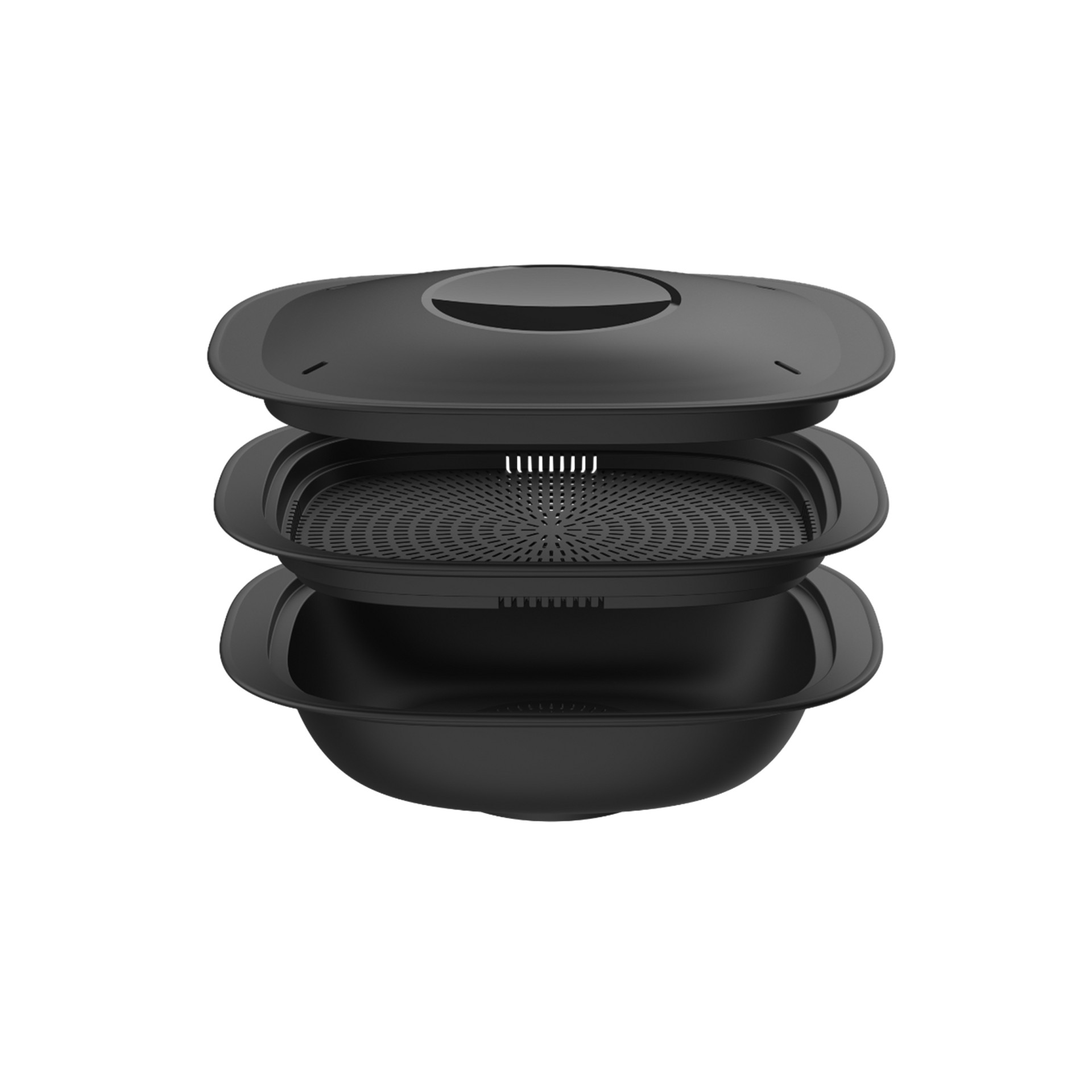 Varoma Thermomix TM7 avec couvercle plateau et récipient empilés pour la cuisson à la vapeur