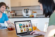 fr thermomix tm6 kitchen woman on laptop surfing man on table