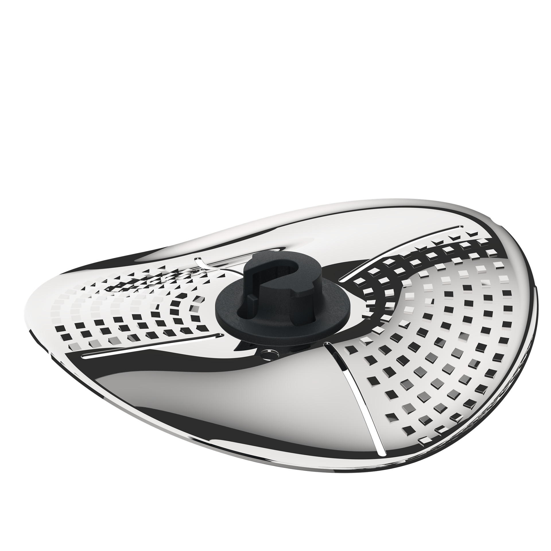 Accesorio cubrecuchillas y pelador de acero inoxidable para Thermomix® TM6 y TM5 visto en ángulo superior.