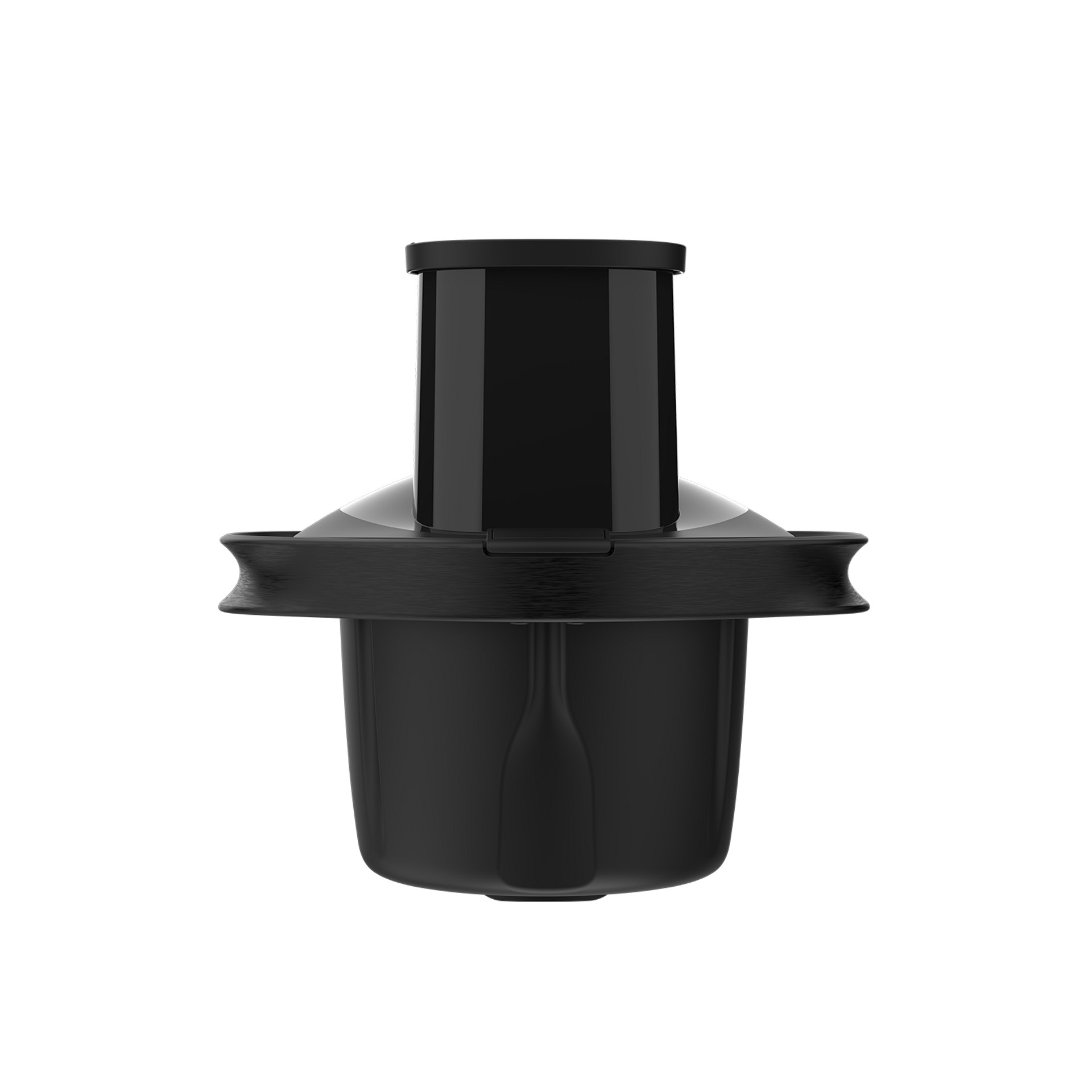 Thermomix® Gemüse Styler für Thermomix® TM7, schwarzes Schneid- und Raspelzubehör aufrecht stehend.