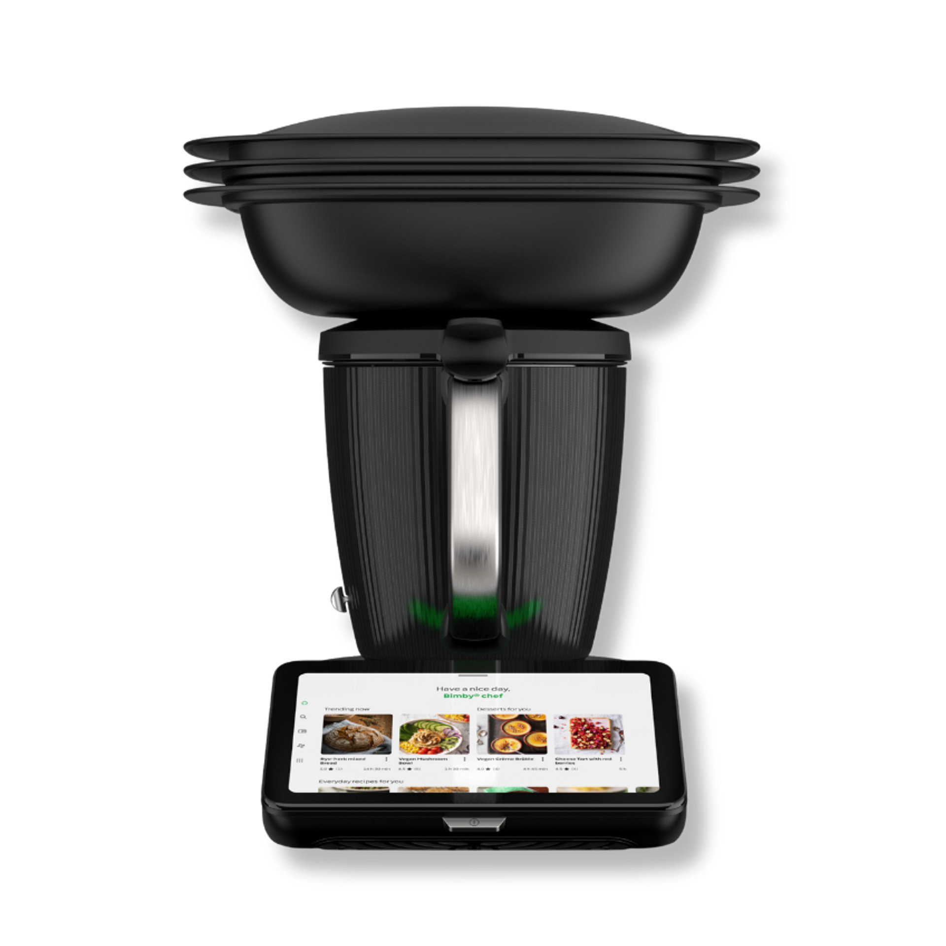 Bimby TM7 con Varoma, display touch che mostra la selezione delle ricette.