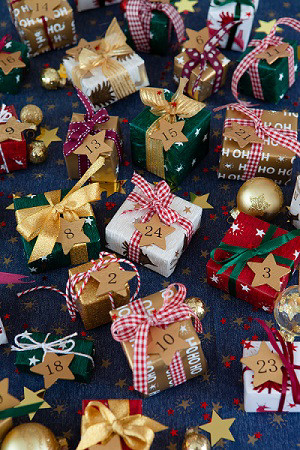 Little festive gift wrapped presents for a Merry Christmas