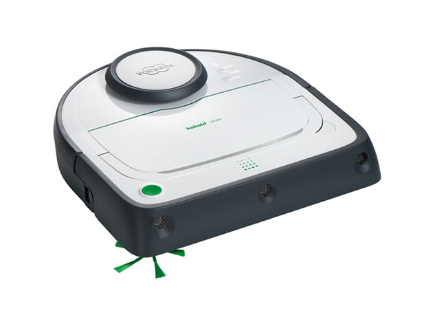 Aspirador robot Kobold VR300 em exibição, mostrando o design moderno e eficiente.
