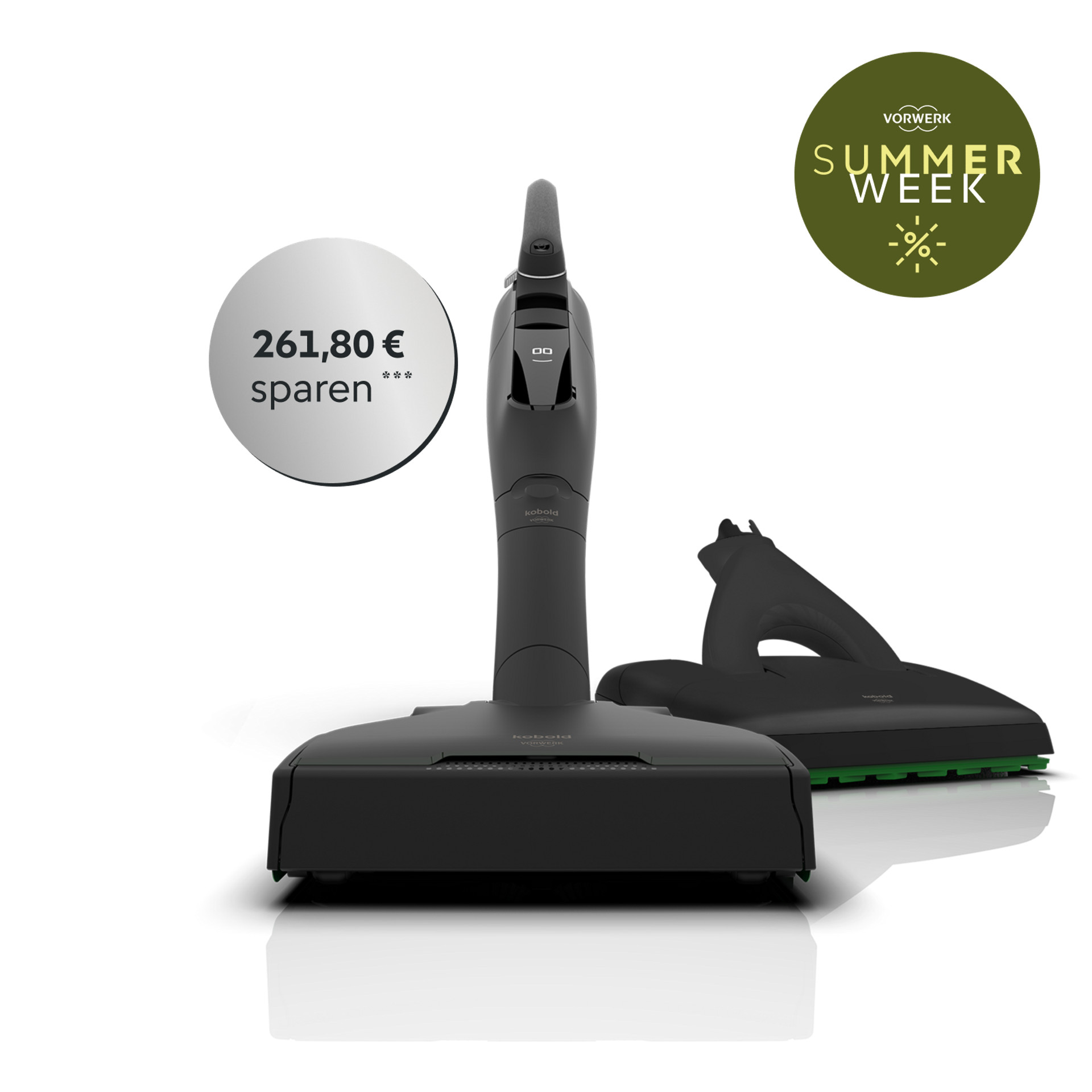 Kobold VK7 Akku-Staubsauger Black mit EB7 Elektrobürste und SP7 Saugwischer, Badge 261,80 € sparen.