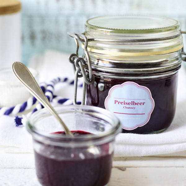Individuell gestaltete Etiketten für Preiselbeer-Chutney