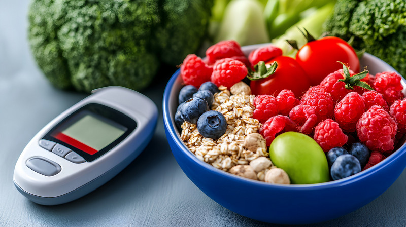 Owoce i sensor do monitorowania poziomu glukozy w krwii