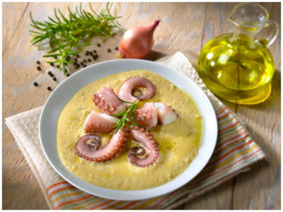 polpo purea ceci rosmarino