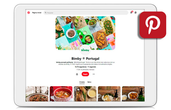 Página do Pinterest ® Thermomix em um tablet