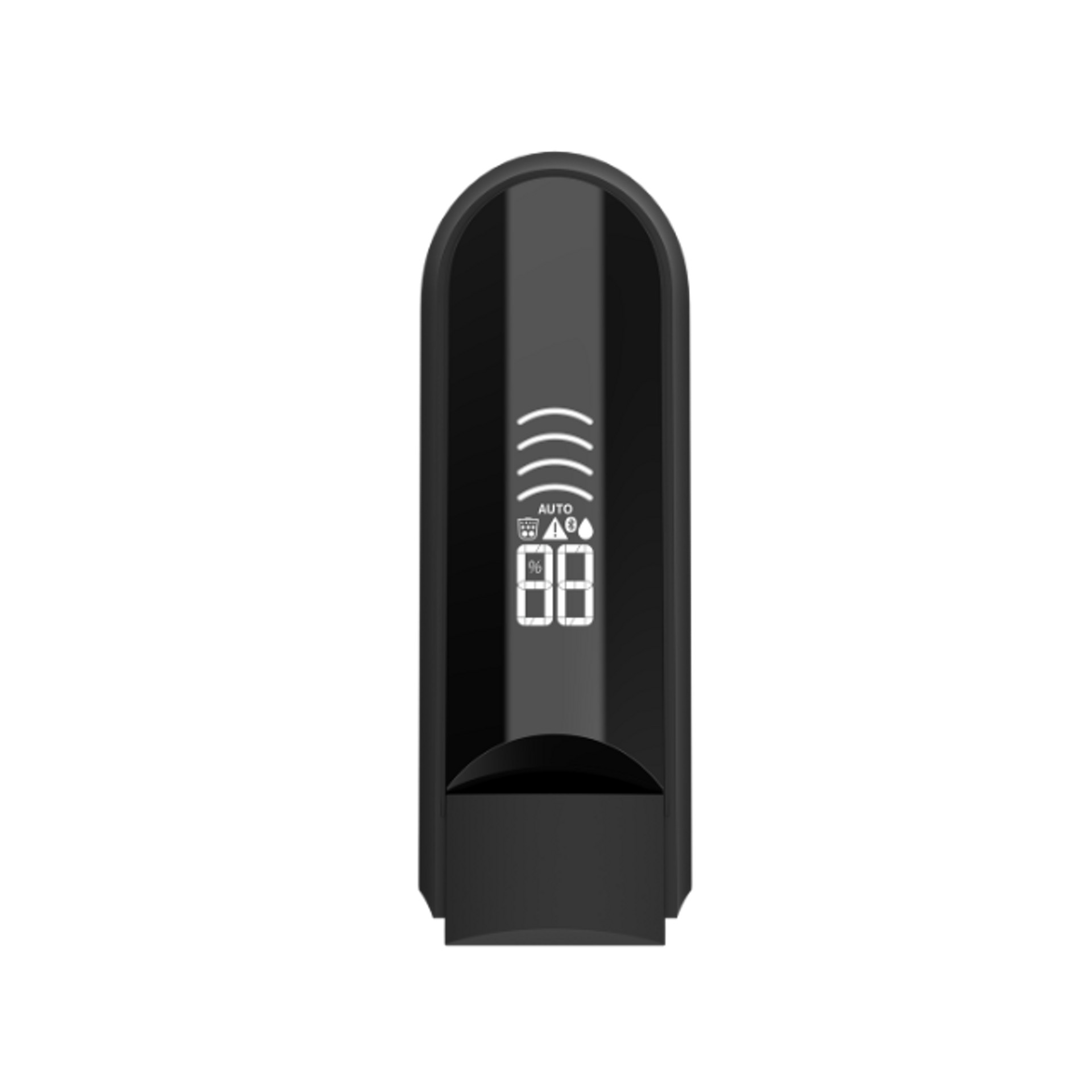 Punho do Kobold VK7 Black Edition com visor de estado iluminado, apresenta ícones e números.