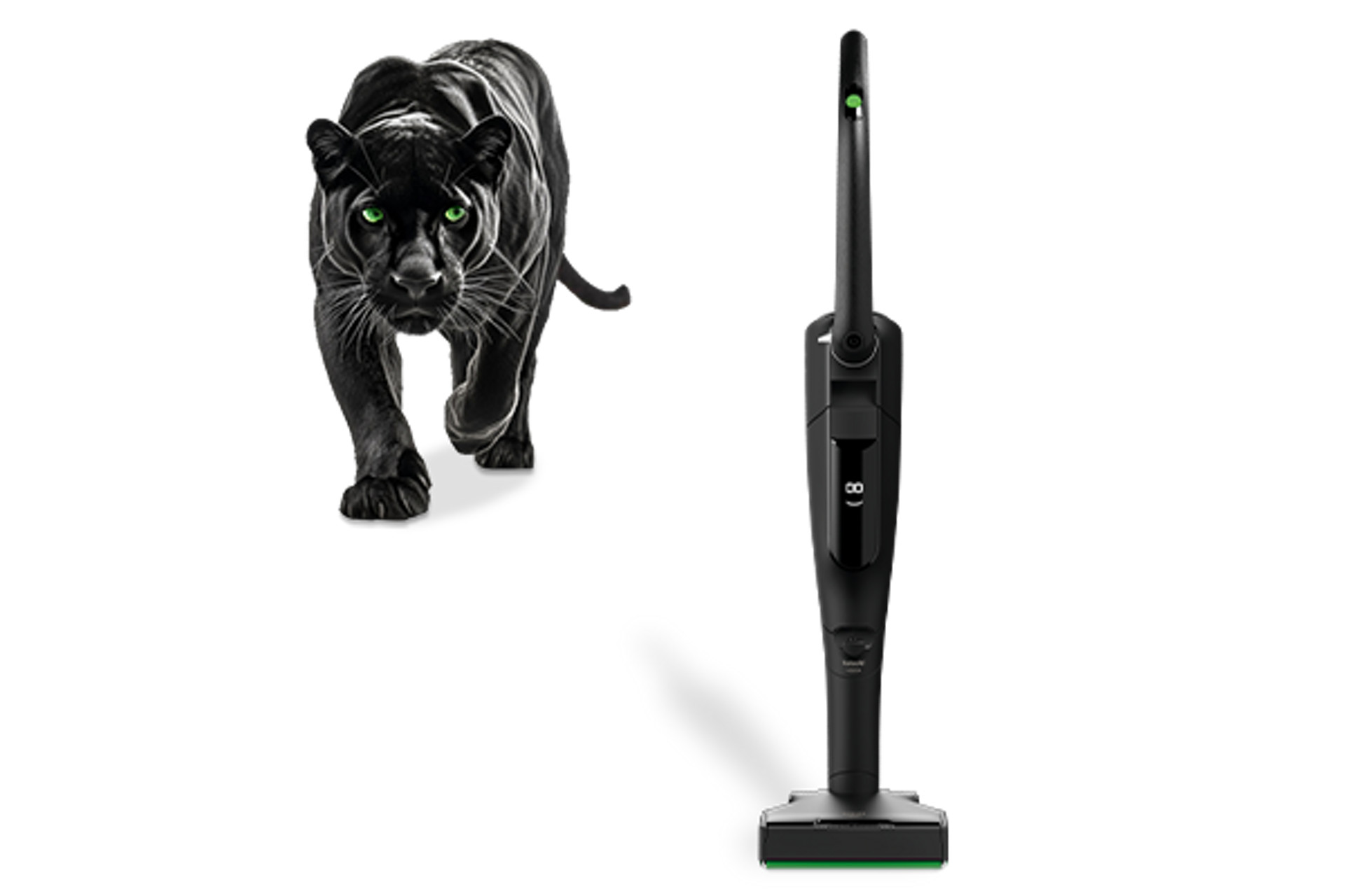 Akku-Staubsauger in Schwarz, Panther mit Blick zum Produkt