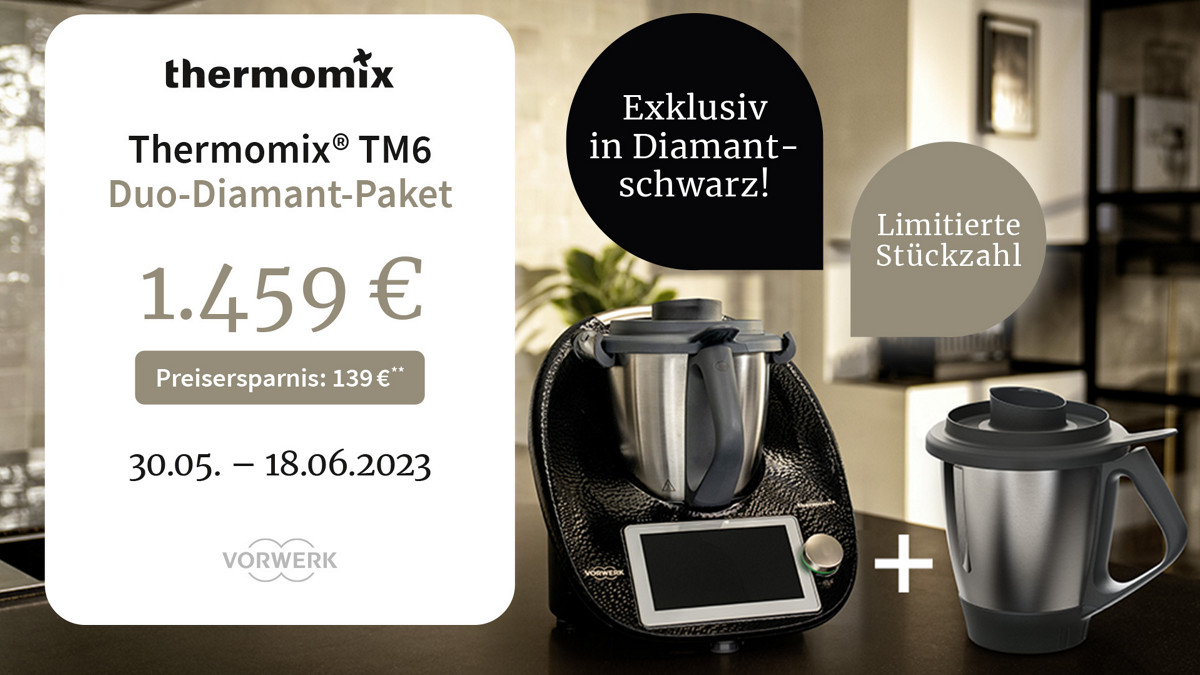 Thermomix TM6 in Diamantschwarz und Mixtopf