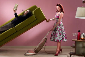 vintage cleaning livingroom family